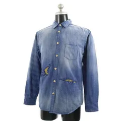 新品 備中倉敷工房 倉 クラッシュ リメイク加工 長袖シャツ L  Kula BY ETERNAL エターナル 刺子織柄 ストライプダークインディゴ メンズ 【200228】