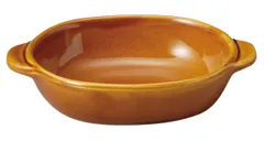 三陶(Santo) 萬古焼 オーブン対応 プチ グラタン皿 アメ 直径約16.5cm 小さめ 食器 陶器 電子レンジ可 日本製 15128