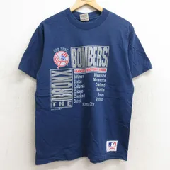 M/古着 半袖 ビンテージ Tシャツ メンズ 80s MLB ニューヨークヤンキース クルーネック 紺 ネイビー メジャーリーグ ベースボール 野球 spe