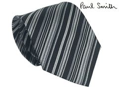 ポールスミス ネクタイ Paul Smith M1A 0TIE K41278 MEN TIE STRIPEY ブラック地 シルバーグレー系 マルチストライプ柄 シルク ジャガード ネクタイ