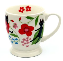 【特価商品】約270ml 花 猫(ねこ) 陶器 かわいい ギフト マグカップ ホワイトデー 誕生日プレゼント NEKOにゃ~ご 人間用 NKH-1005