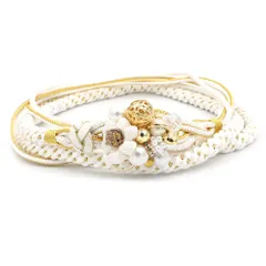 帯締め 飾り紐 振袖用 長尺 Ｌサイズ 正絹 成人式 白 金 パール ビーズ 丸組紐 日本製 フォーマル セミフォーマル 礼装 結婚式 No.10-6823