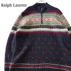 【80~90s】Ralph Lauren ラルフローレン ハーフジップセーター ウールニット ノルディック 緑タグ