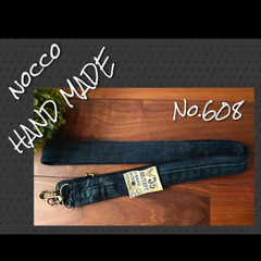No.608【Black DENIM Remake SHOLDER👖 leatherタグ💚】デニムリメイクショルダー紐🎵ネックストラップにも🆗✨