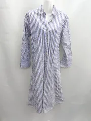 ◇ ⊂ ZARA ザラ ストライプ柄 シャツ風 長袖 ロング ワンピース サイズXS ブルー系 レディース E  【1501160018557】