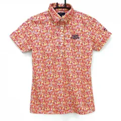 ★値下げ★【超美品】キャロウェイ 半袖ポロシャツ レッド×ライトグリーン 小花柄 レディース M ゴルフウェア 2022年モデル Callaway