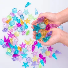 NLR [95個入り 500グラム] カラフルアクリル貝/巻き貝/ヒトデ海洋動物宝石セット、ビーチホリデー|スイミングプールダイビング |トレジャーハント |パーティーの好意、誕生日/クリスマス/イースター賞品のギフト