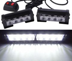 12V ストロボ ライト バー LED 2個 警告灯 ホワイト 白 KRB186