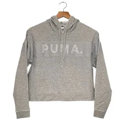 【PUMA】 パーカー（プルオーバー／長袖）｜レディースLサイズ相当｜グレー｜メッシュ切替・ロゴデザイン