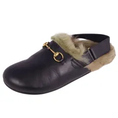 グッチ GUCCI サンダル ミュール バックストラップ ホースビット カーフレザー ファー シューズ メンズ 27.5~28cm相当(表記無し) ブラック