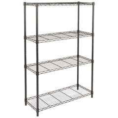 【人気商品】x 幅91.4 耐荷重635kg 奥行35.6 メタルラック x 棚 高さ137.2cm 4段スチールラック ブラック ベーシック