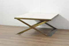 ★事前問合せ必須★ ローテーブル 中古 特注 オーダー品 アンティーク 真鍮 しんちゅう 天板 大理石 モダン リビングテーブル センターテーブル カクテルテーブル リペア+発送まで3週間前後 R-080824