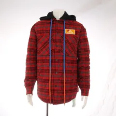 極美品 OFF-WHITE オフホワイト 20AW フランネルジャケット 取外し可能 フード チェック 柄 レッド Sサイズ メンズ 紳士 BGM 0420-1G7【中古】のサムネイル