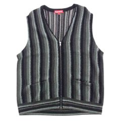 Supreme シュプリーム ベスト 21SS Stripe Sweater Vest ストライプ セーター ニット ジップ ベスト グレー系 M【中古】
