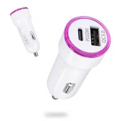 【人気商品】QC3.0 PD3.0 USB-C ソケット分配器 Type-C 12V/24V車 iPhone LEDライト付き 14/13/12 Pro Max シガーソケット Samsung S22/21 2ポート Note20/10 Google 20W