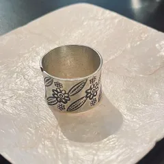 カレンシルバー リング 花柄 18号 19号 95度 カレン族 指輪 シルバー 純銀 ルバーアクセサリー インディアンジュエリー アンティーク調 ヴィンテージ調
