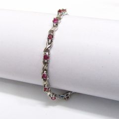 カレンシルバー ブレスレット 赤 リボン ビーズ ハンドメイド - メルカリ