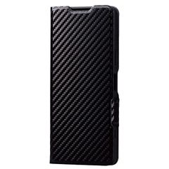 【迅速発送】エレコム(ELECOM) Xperia 5 IV  SO-54C | SOG09  ケース カバー 手帳型 レザー 革 薄型 軽量 マグネット開閉 カードポケット付き 閉じたまま通話 驚くほど薄くて軽い カーボン調ブラック PM-X224PLFUC
