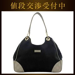 グッチ セミショルダー バッグ ブラック グレー シマ 257265 美品