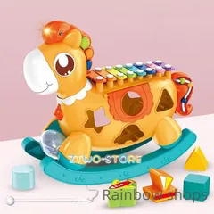 【新品未使用】お馬さんの つみき 付き 鉄琴 おもちゃ 音楽 子供 パーカッション セット赤ちゃん かたはめ 早期開発 tlcp154