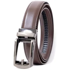 ダークブラウンA_ウエスト100cmまで対応 [BEEL] ベール ベルト メンズ 牛革 オートロック式ベルト レザー 紳士 穴無し 大きいサイズ ビジネス スーツ カジュアル 【バックルタイプ：シンプル】 プレーン ダークブラウン