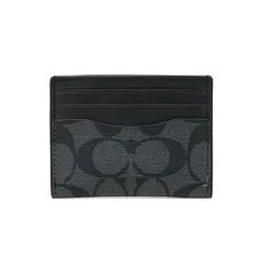コーチ COACH カードケース PVC レザー シグネチャー 58110 パスケース 定期入れ 名刺入れ カードホルダー メンズ レディース チャコール (グレー) / ブラック 新品同様 中古 mbe04005
