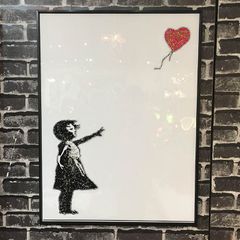 水晶絵 アートパネル バンクシー 風船と少女 壁掛け パネル アート 絵
