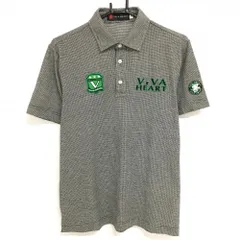 ビバハート 半袖ポロシャツ 白×黒 地模様 ロゴ刺しゅう メンズ 48(M) ゴルフウェア VIVA HEART