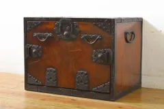 船箪笥　小箪笥　時代箪笥　銭箱　骨董　金具　開閉可 江戸時代の船箪笥 船金庫 引き出し欠品有アウトレット 古録展