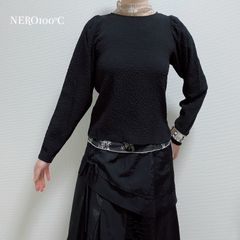 長袖 パフスリーブ トップス カットソー 黒 個性的 モード 変形 Tシャツ