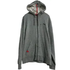 PUMA ロゴ スウェット パーカー プーマ L グレー スポーツ フルジップ 裏起毛 古着卸 アメリカ仕入 a610-6932