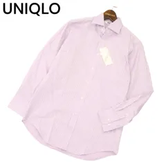 【新品 未使用】 UNIQLO ユニクロ 通年 ホリゾンタルカラー 長袖 ファインクロス ドビー ストライプ シャツ Sz.S　メンズ