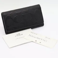 新品同様 コーチ キーケース 4連 キーリング シグネチャー ブラック STU