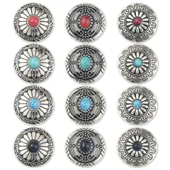 【即日発送】30mm レザークラフト ネジ式 ターコイズ 財布 4色12個セット ボタン 手芸 コンチョ