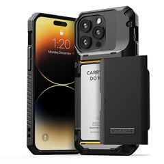 【VRS】 iPhone 14 Pro Max 対応 ケース カバー 耐衝撃 ストラップホール/背面 カード 収納 付 スマホケース 衝撃吸収 スマホカバー カード入れ 付き iPhoneケース カード収納 耐衝撃ケース [ iPhone [ブラックグルーヴ]