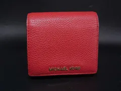 ■美品■ MICHAEL KORS マイケルコース レザー 二つ折り 財布 ウォレット 札入れ 小銭入れ カード入れ レディース レッド系 DJ5974