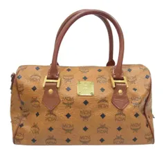 MCM エム・シー・エム レザー 総柄 ボストン バッグ ブラウン系【中古】のサムネイル