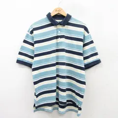 XL/古着 ナイキ NIKE 半袖 ブランド ポロ シャツ メンズ 00s ゴルフ ワンポイントロゴ 鹿の子 コットン 水色他 ボーダー 25jun17 中古 トッ