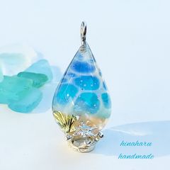 ドロップ海ネックレス(ブルー＊ライトブルー)