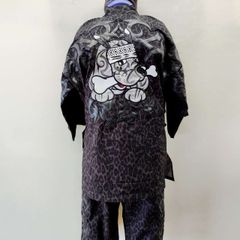 ガルフィー　部族長デザイン甚平　Lサイズ（中型犬サイズ）　黒　Japanese summer clothes