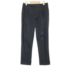 PAUL STUART ポール・スチュアート 通年 ストレッチ★ テーパード スラックス パンツ Sz.8 レディース 黒