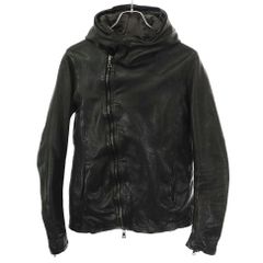 ISAMU KATAYAMA BACKLASH イサムカタヤマ バックラッシュ ジャパンホース製品染めフードパーカー レザージャケット 1367-05 スミクロ系 Mのサムネイル