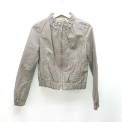 ◇ INDIVI インディヴィ 豚革 ジップアップ 裾ゴム カジュアル 長袖 ライダースジャケット サイズ38 ブラウン レディース E  【1310130008081】