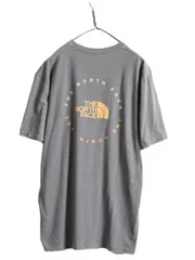 【お得なクーポン配布中!】 ■ ノースフェイス 両面 プリント 半袖 Tシャツ メンズ L / 古着 The North Face アウトドア ロゴTシャツ グラフィック イラスト グレー 灰