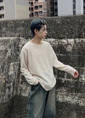 受注制【Chikashitsu +】see-through long sleeve knit