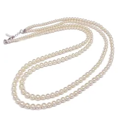 【特価商品】[あなたと私の宝石箱] デザインフェイクパール4～8ミリ珠2連70センチ ネックレス＜日本製＞