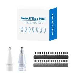 【Apple Pencil 1個＋2種類の芯 Proにも対応！】pencil Pencil専用のペン先 tips Apple pro アップルペンシルをシャープペン感覚で！あなた好みの芯を選んで格別な筆記体験 (ホワイト)