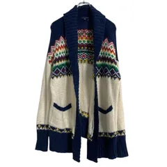 AMERICAN EAGLE OUTFITTERS アルパカ混 ニット カーディガン S ホワイト ネイビー レッド グリーン 羽織 古着卸 アメリカ仕入 a612-6543のサムネイル