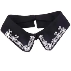 ビジューつけ襟 付け襟 パール ネックレス風 レディース おしゃれ ブラック 黒