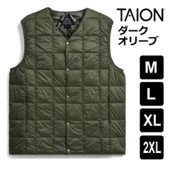 TAION タイオン メンズ ダークオリーブ m l xl xxl インナーダウンベスト インナーダウン 001 スノボ スキー 深め 秋冬 防寒 大きいサイズ 秋 冬 無地 コットン カジュアル 旅行